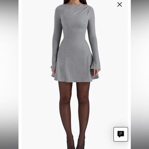 Elegant Gray Long Sleeve Dress